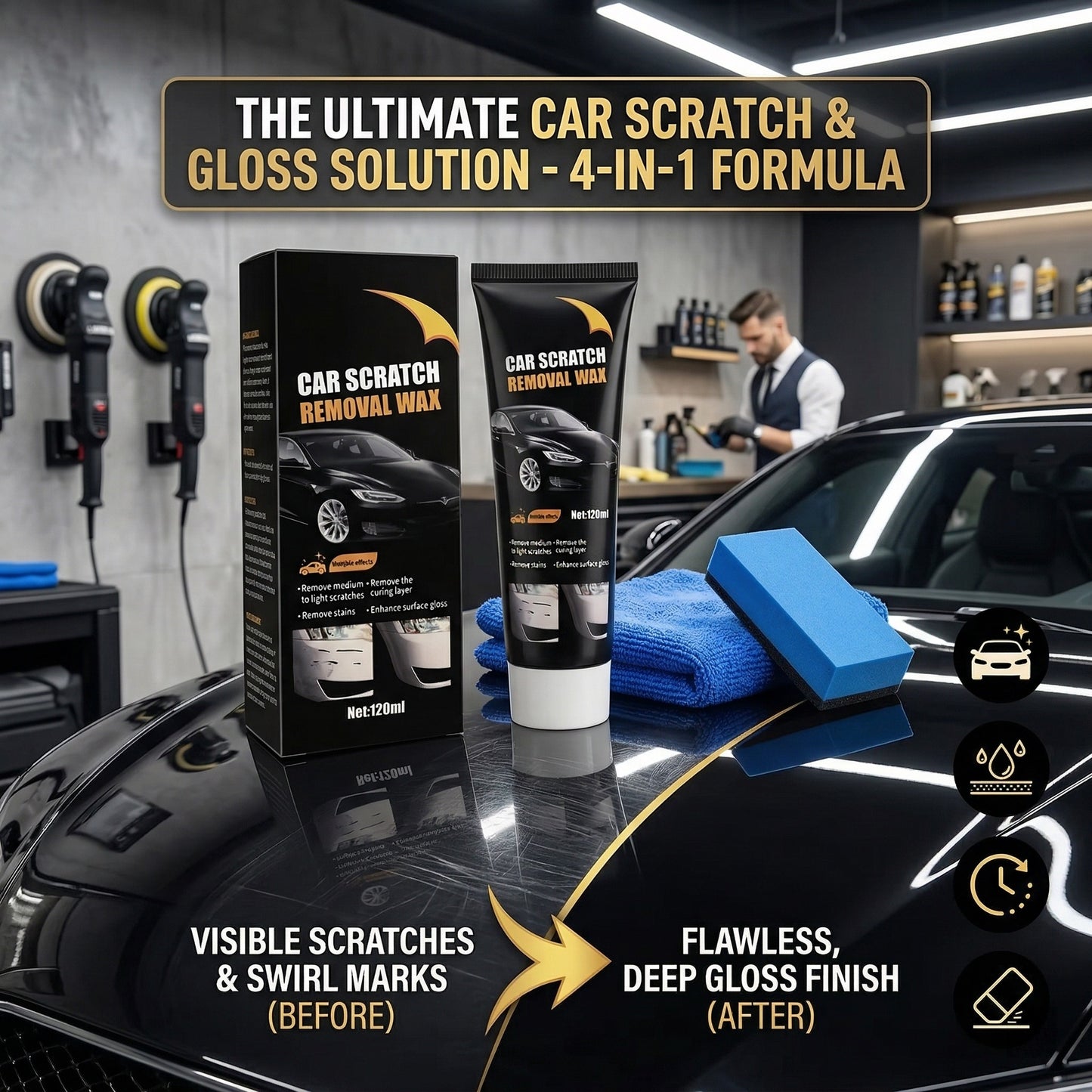 Ultimate Car Scratch Repair Wax - 120ml Complete Kit