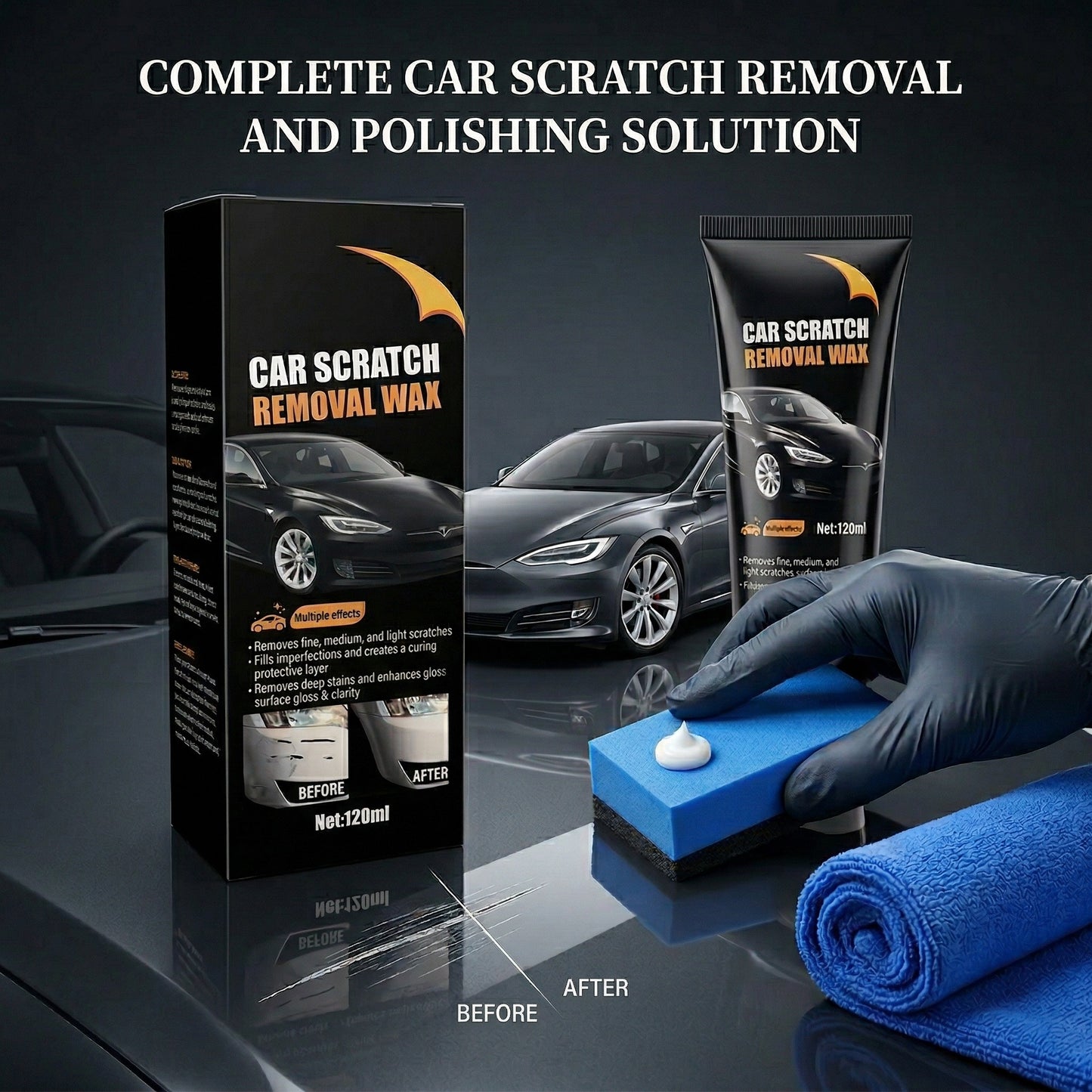 Ultimate Car Scratch Repair Wax - 120ml Complete Kit